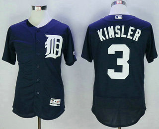 Men's Detroit Tigers #3 Ian Kinsler Navy Blue 2016 Flexbase Baseball Jersey