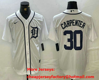 Men's Detroit Tigers #30 Kerry Carpenter White Cool Base Stitched Jersey