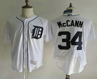 Men's Detroit Tigers #34 James McCann White Home 2016 Flexbase Baseball Jersey
