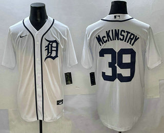 Men's Detroit Tigers #39 Zach McKinstry White Cool Base Stitched Jersey
