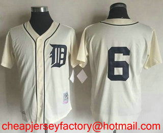 Men's Detroit Tigers #6 Al Kaline Cream Mitchell And Ness 1968 Throwback Stitched MLB Jersey