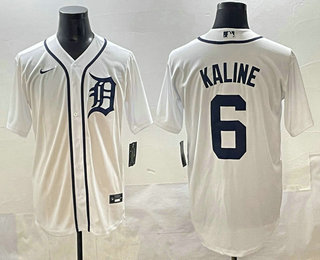 Men's Detroit Tigers #6 Al Kaline White Cool Base Stitched Jersey