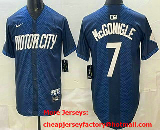 Men's Detroit Tigers #7 Kevin McGonigle Navy City Connect Limited Jersey