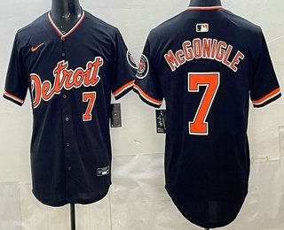 Men's Detroit Tigers #7 Kevin McGonigle Navy Stadium Jersey