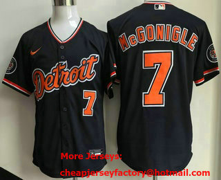 Men's Detroit Tigers #7 Kevin McGonigle Navy Stadium Jersey