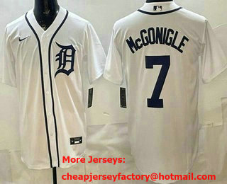 Men's Detroit Tigers #7 Kevin McGonigle White Cool Base Jersey