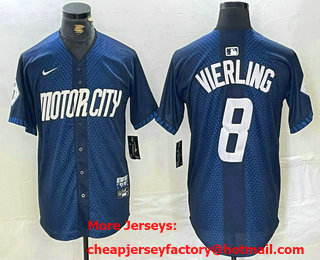 Men's Detroit Tigers #8 Matt Vierling Navy 2024 City Connect Cool Base Limited Stitched Jersey