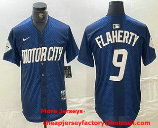 Men's Detroit Tigers #9 Jack Flaherty 2024 Navy City Connect Cool Base Limited Stitched Jersey