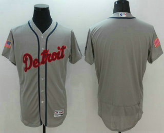 Men's Detroit Tigers Blank Gray Fashion Stars & Stripes 2016 Flexbase MLB Independence Day Jersey