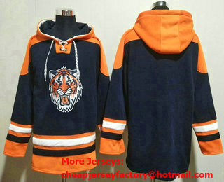 Men's Detroit Tigers Blank Nave Blue Ageless Must Have Lace Up Pullover Hoodie