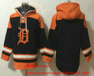 Men's Detroit Tigers Blank Navy Blue Ageless Must Have Lace Up Pullover Hoodie