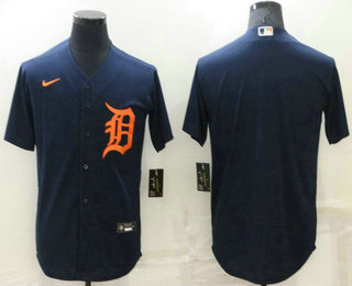 Men's Detroit Tigers Blank Navy Blue Stitched Cool Base Nike Jersey 1