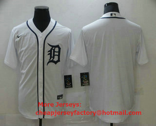 Men's Detroit Tigers Blank White Stitched MLB Cool Base Nike Jersey