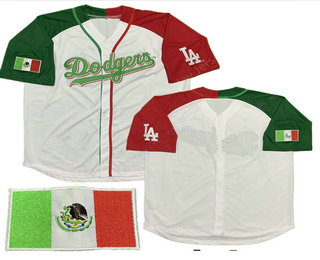 Men's Dodgers Mexican Custom White Baseball Jersey