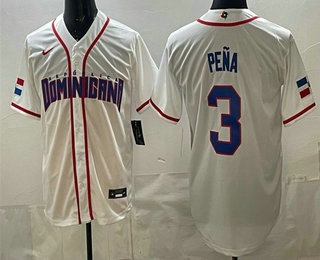 Men's Dominican Republic #3 Jeremy Pena White 2026 World Baseball Classic Cool Base Jersey