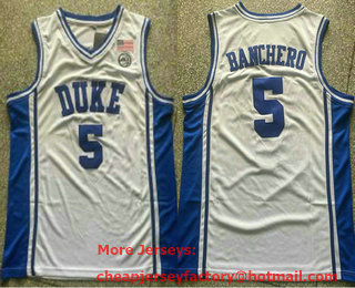 Men's Duke Blue Devils  #5 Paolo Banchero White College Basketball Jersey