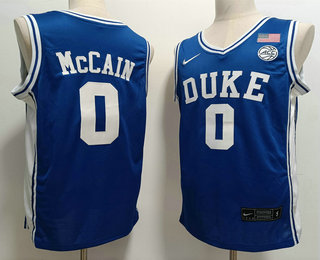 Men's Duke Blue Devils #0 Jared McCAIN Blue College Basketball Jersey