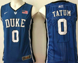 Men's Duke Blue Devils #0 Jayson Tatum V Neck Navy College Basketball Jersey