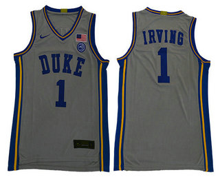 Men's Duke Blue Devils #1 Kyrie Irving 2019 Gray College Basketball Swingman Stitched Nike Jersey