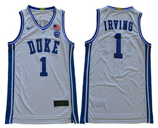 Men's Duke Blue Devils #1 Kyrie Irving 2019 White College Basketball Swingman Stitched Nike Jersey