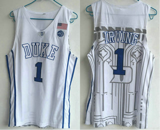 Men's Duke Blue Devils #1 Kyrie Irving White College Basketball Jersey