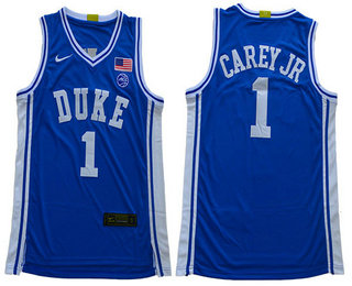 Men's Duke Blue Devils #1 Vernon Carey Jr. 2019 Blue College Basketball Swingman Stitched Nike Jersey