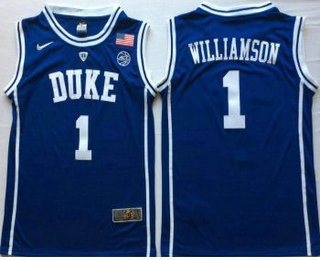 Men's Duke Blue Devils #1 Zion Williamson Blue College Basketball Jersey