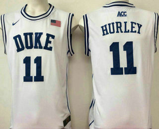 Men's Duke Blue Devils #11 Bobby Hurley White Round Collar College Basketball Stitched Nike Swingman Jersey