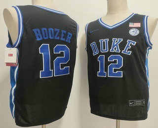 Men's Duke Blue Devils #12 Cameron Boozer Black College Basketball Jersey