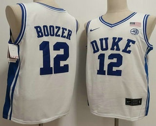 Men's Duke Blue Devils #12 Cameron Boozer White College Basketball Jersey