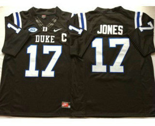 Men's Duke Blue Devils #17 Daniel Jones Black College Football Jersey