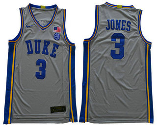 Men's Duke Blue Devils #3 Tre Jones 2019 Gray College Basketball Swingman Stitched Nike Jersey
