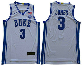 Men's Duke Blue Devils #3 Tre Jones 2019 White College Basketball Swingman Stitched Nike Jersey