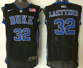 Men's Duke Blue Devils #32 Christian Laettner V Neck Black College Basketball Jersey