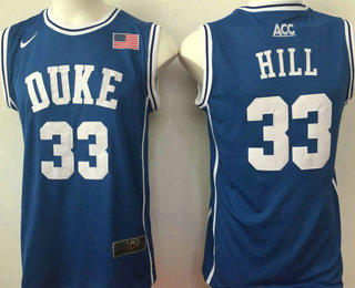 Men's Duke Blue Devils #33 Grant Hill Blue Round Collar College Basketball Stitched Nike Swingman Jersey