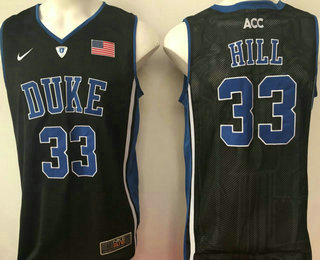 Men's Duke Blue Devils #33 Grant Hill V Neck Black College Basketball Jersey