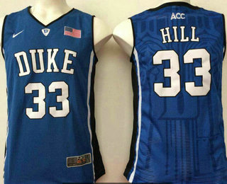 Men's Duke Blue Devils #33 Grant Hill V Neck Blue College Basketball Jersey