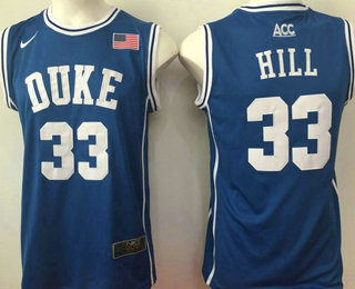 Men's Duke Blue Devils #33 Thomas Hill Royal Blue Round Collar College Basketball Stitched Nike Swingman Jersey