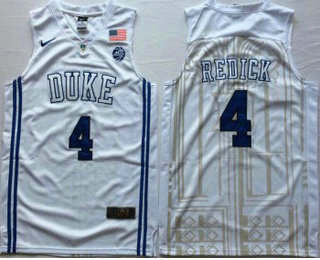 Men's Duke Blue Devils #4 JJ Redick White Elite Nike College Basketball Jersey