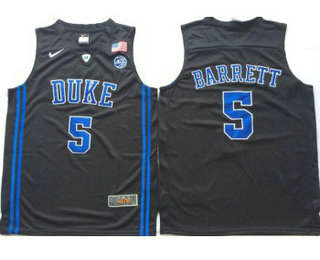 Men's Duke Blue Devils #5 RJ Barrett Black Nike College Basketball Jersey