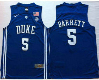 Men's Duke Blue Devils #5 RJ Barrett Blue Elite Nike College Basketball Jersey