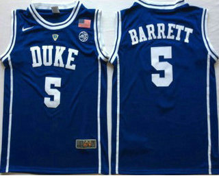 Men's Duke Blue Devils #5 RJ Barrett Blue Nike College Basketball Jersey