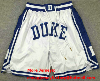 Men's Duke Blue Devils White Just Don Shorts