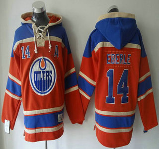 Men's Edmonton Oilers ##14 Jordan Eberle Old Time Hockey 2015 Orange Hoody
