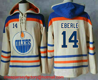 Men's Edmonton Oilers #14 Jordan Eberle Cream Sawyer Hooded Sweatshirt Stitched NHL Jersey
