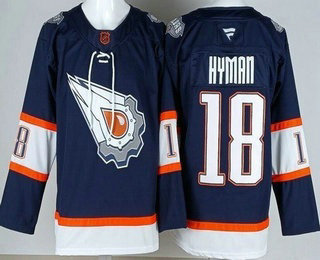 Men's Edmonton Oilers #18 Zach Hyman Navy Alternate Authentic Jersey