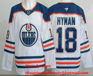 Men's Edmonton Oilers #18 Zach Hyman White Authentic Jersey
