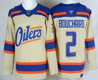Men's Edmonton Oilers #2 Evan Bouchard Cream Alternate Authentic Jersey