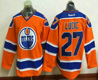 Men's Edmonton Oilers #27 Milan Lucic Orange Alternate Stitched NHL Reebok Hockey Jersey