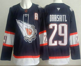 Men's Edmonton Oilers #29 Leon Draisaitl Navy Alternate Authentic Jersey